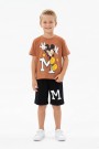 Erkek Çocuk Baskılı Kısa Kollu Pamuklu Tişört Ve Şort İkili Yazlık Takım 