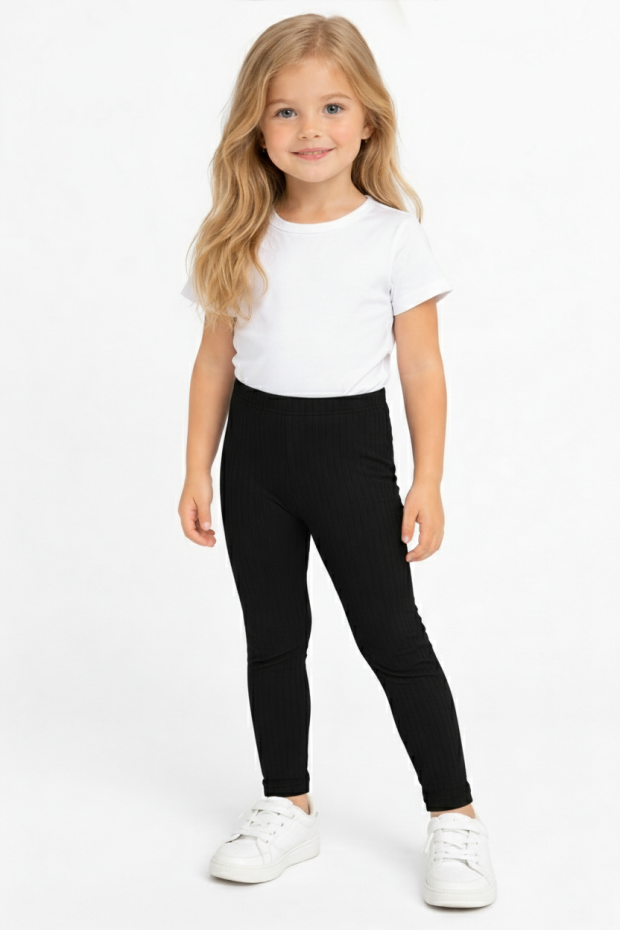 Kız Çocuk Fitilli Kaşkorse Esnek ve Rahat Günlük Kullanım Beli Lastikli Tayt