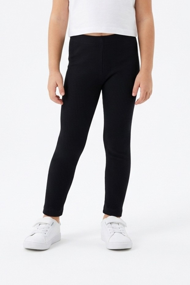 Kız Çocuk Fitilli Kaşkorse Esnek ve Rahat Günlük Kullanım Beli Lastikli Tayt