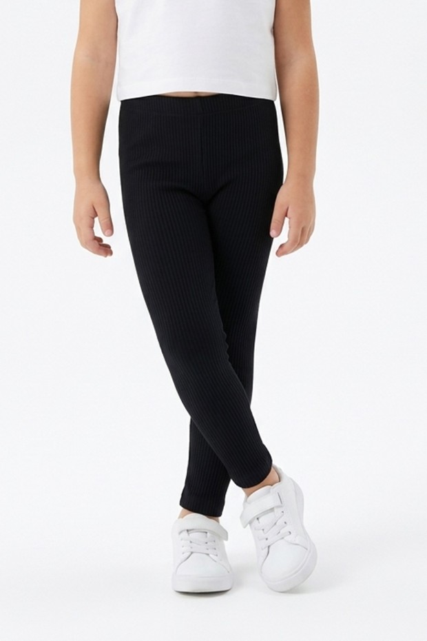 Kız Çocuk Fitilli Kaşkorse Esnek ve Rahat Günlük Kullanım Beli Lastikli Tayt