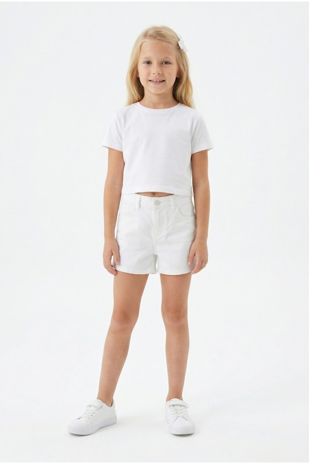 Kız Çocuk Cepli Gabardin Kumaş Günlük Yazlık Şort