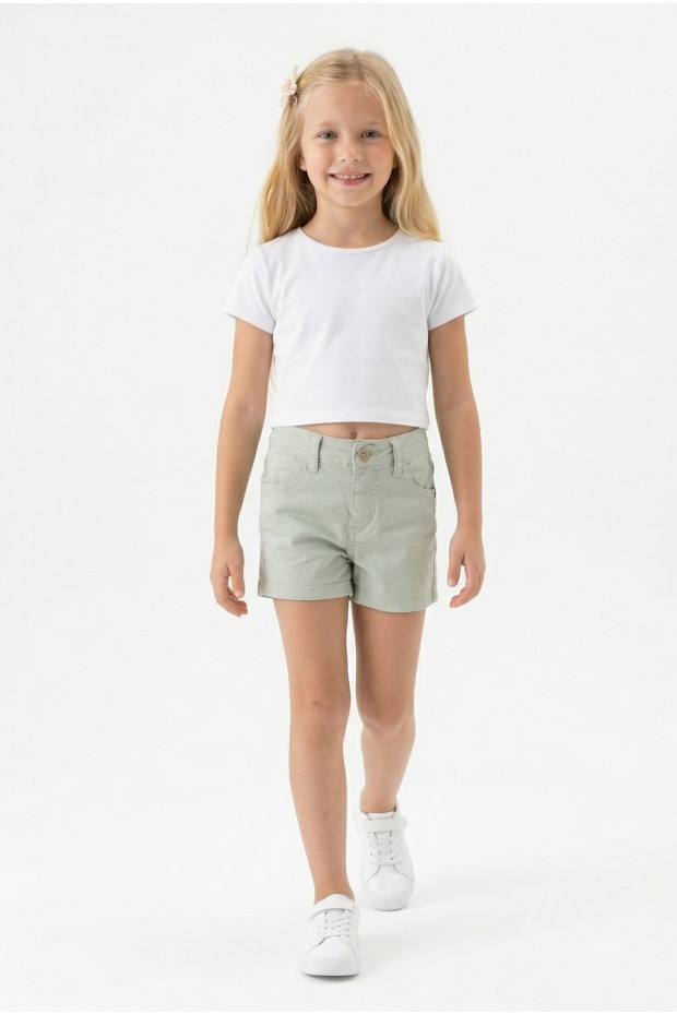 Kız Çocuk Cepli Gabardin Kumaş Günlük Yazlık Şort