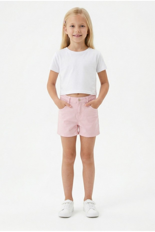 Kız Çocuk Cepli Gabardin Kumaş Günlük Yazlık Şort