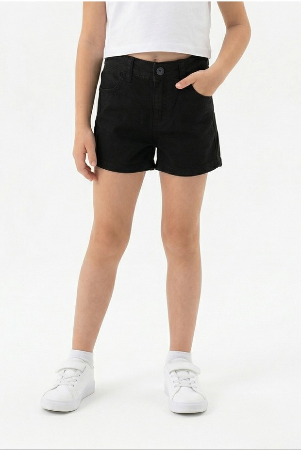 Kız Çocuk Cepli Gabardin Kumaş Günlük Yazlık Şort