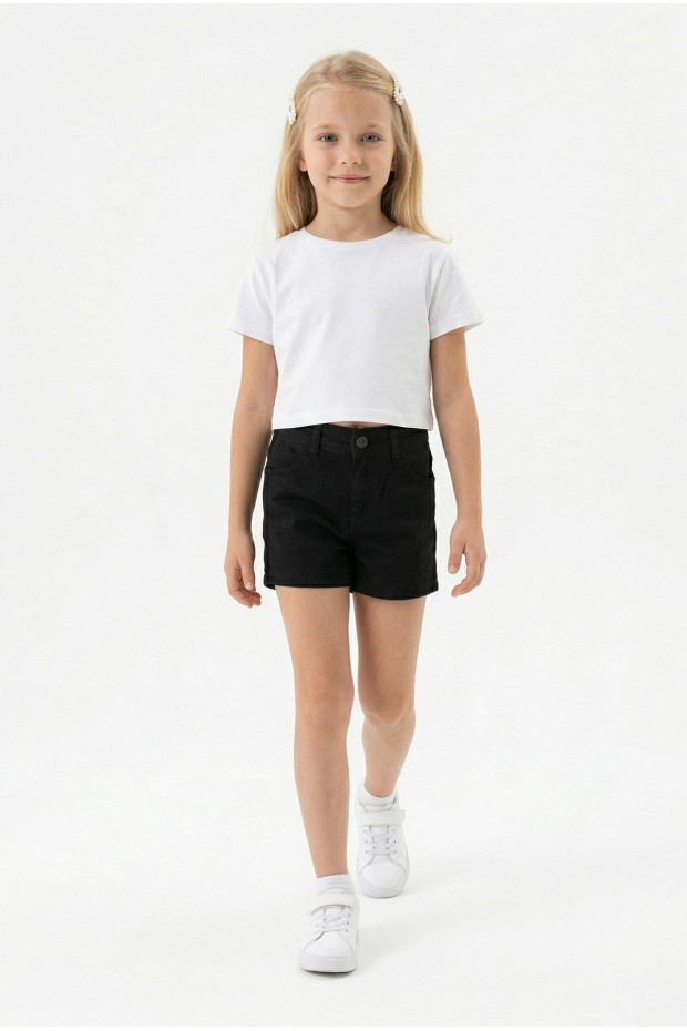 Kız Çocuk Cepli Gabardin Kumaş Günlük Yazlık Şort