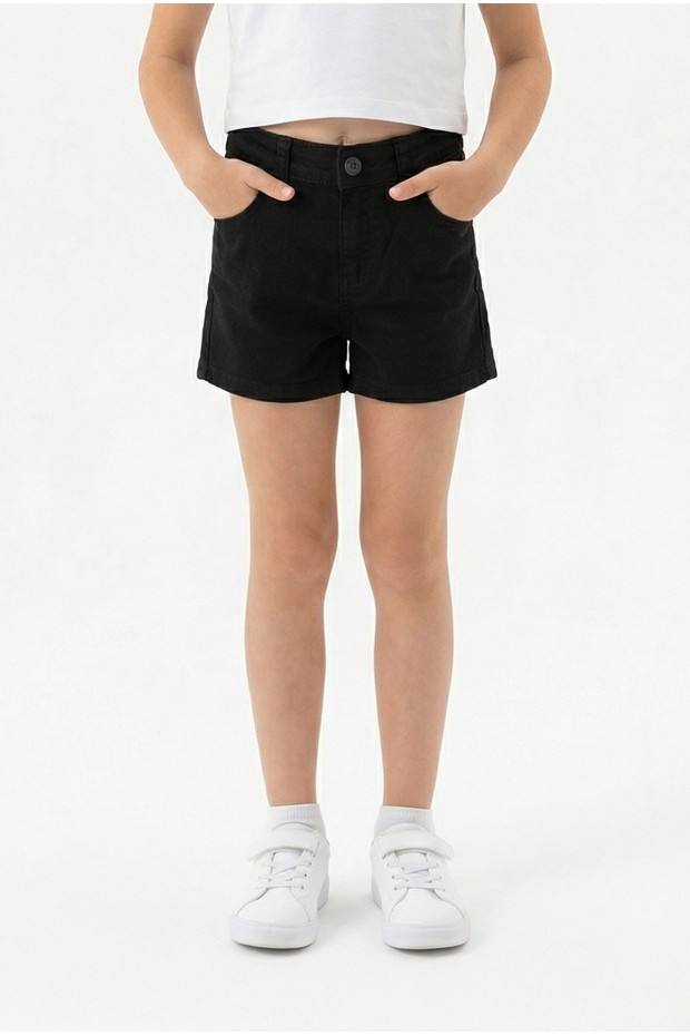 Kız Çocuk Cepli Gabardin Kumaş Günlük Yazlık Şort