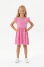 Kız Çocuk Sıfır Kol Papatya Desenli Bel Büzgülü %100 Pamuk Süprem Kumaş Yazlık Elbise