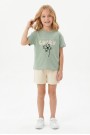 Kız Çocuk %100 Pamuk Lucky Baskılı Süprem Tişört Alt İki İplik Cepli Şortlu Takım