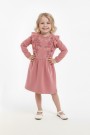Kız Çocuk Nakışlı ve Omuz Fırfır Detaylı Süprem Kumaş Uzun Kollu Elbise