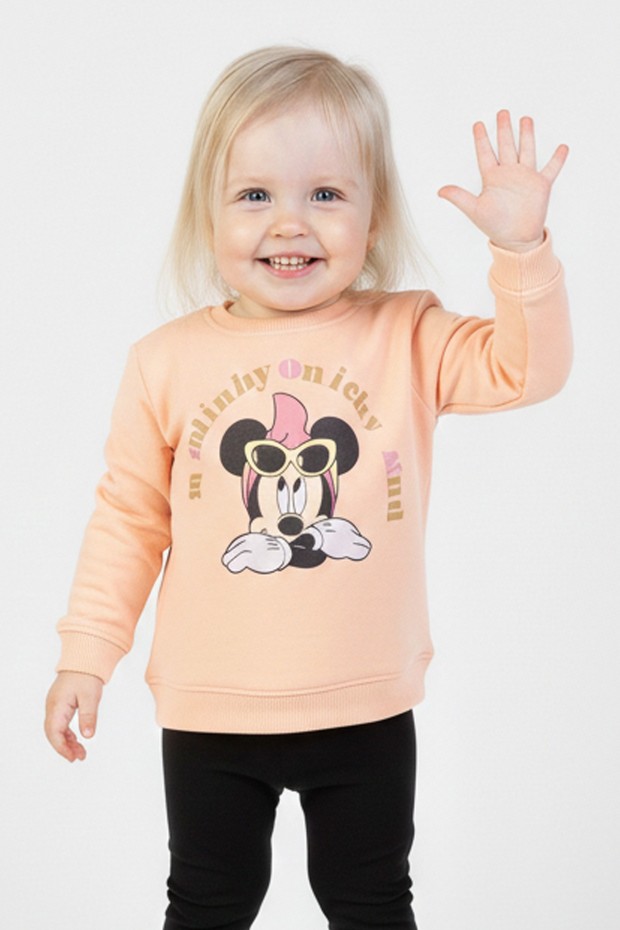 İki İplik Fırçalı Kumaş Baskılı Günlük Kullanım Bebe Sweatshirt