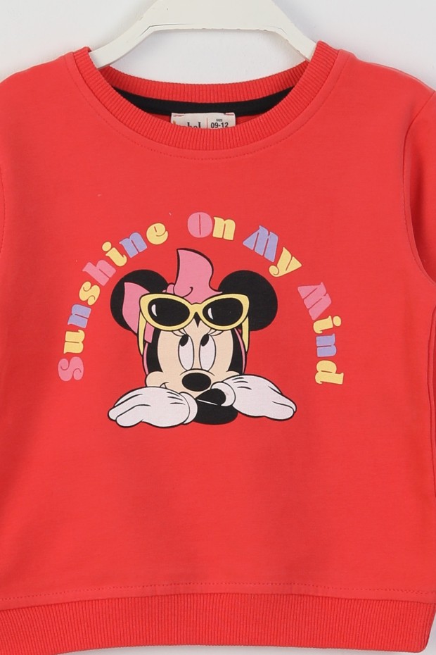 İki İplik Fırçalı Kumaş Baskılı Günlük Kullanım Bebe Sweatshirt