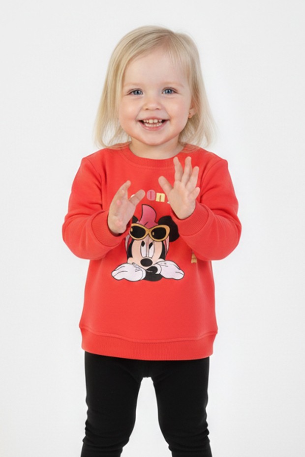 İki İplik Fırçalı Kumaş Baskılı Günlük Kullanım Bebe Sweatshirt