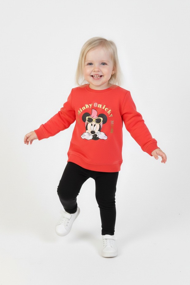 İki İplik Fırçalı Kumaş Baskılı Günlük Kullanım Bebe Sweatshirt