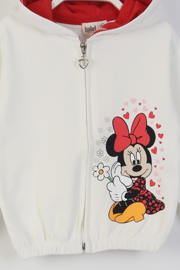 İki İplik Fırçalı Kumaş Kapüşonlu Baskılı Günlük Kullanım Bebe Hırka