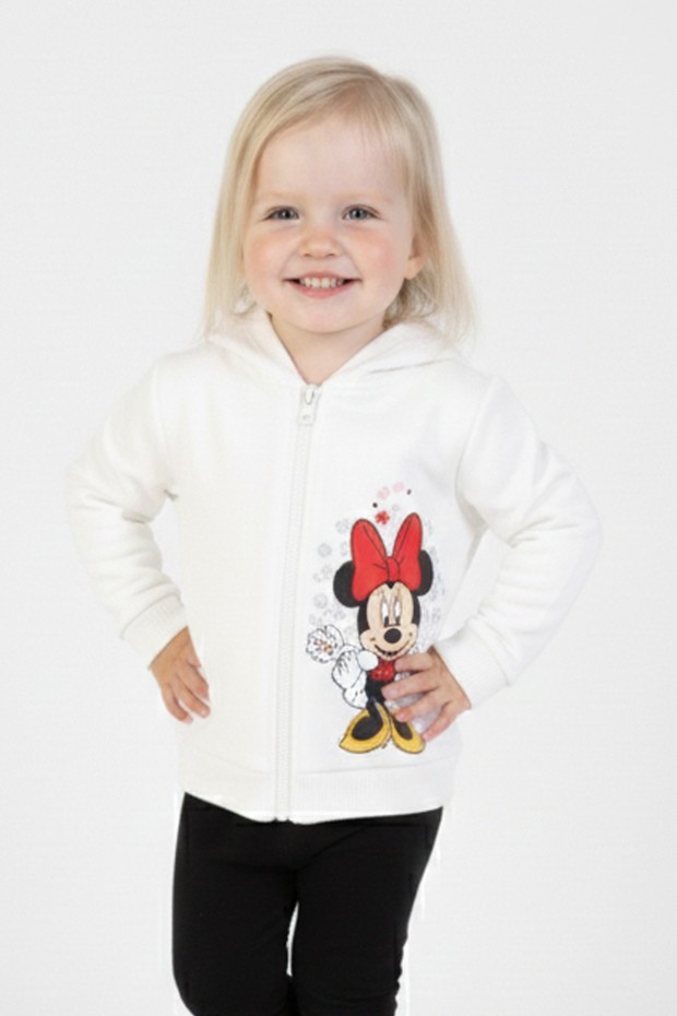 İki İplik Fırçalı Kumaş Kapüşonlu Baskılı Günlük Kullanım Bebe Hırka