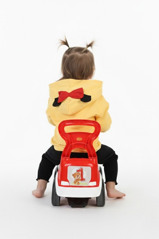 İki İplik Fırçalı Kumaş Kapüşonlu Baskılı Günlük Kullanım Bebe Hırka