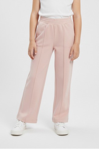 Kız Çocuk Önden Çizgi Detaylı Beli Lastikli Bol Paça Rahat Kesim Pantolon