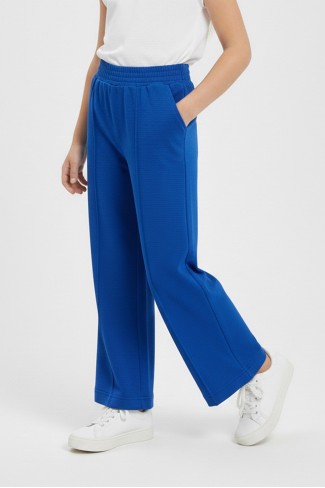 Kız Çocuk Önden Çizgi Detaylı Beli Lastikli Bol Paça Rahat Kesim Pantolon