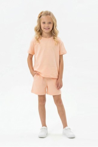 Kız Çocuk %100 Pamuk Reaktif Boyama Süprem Kumaş Kısa Kollu Şortlu Takım