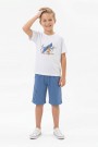 Erkek Çocuk Baskılı Kısa Kollu Pamuklu Tişört Ve Şort Yazlık Takım