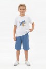 Erkek Çocuk Baskılı Kısa Kollu Pamuklu Tişört Ve Şort Yazlık Takım