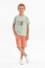 Erkek Çocuk Baskılı Kısa Kollu Pamuklu Tişört Ve Şort Yazlık Takım 