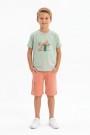 Erkek Çocuk Baskılı Kısa Kollu Pamuklu Tişört Ve Şort Yazlık Takım 