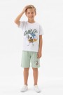 Erkek Çocuk Köpek Balığı Ve Surf Temalı Baskılı Kısa Kollu Tişört Şort Takım