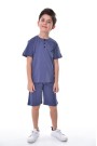 Erkek Çocuk Hakim Yaka Düğme Detaylı Kısa Kollu Tişört Şort İkili Yazlık Takım