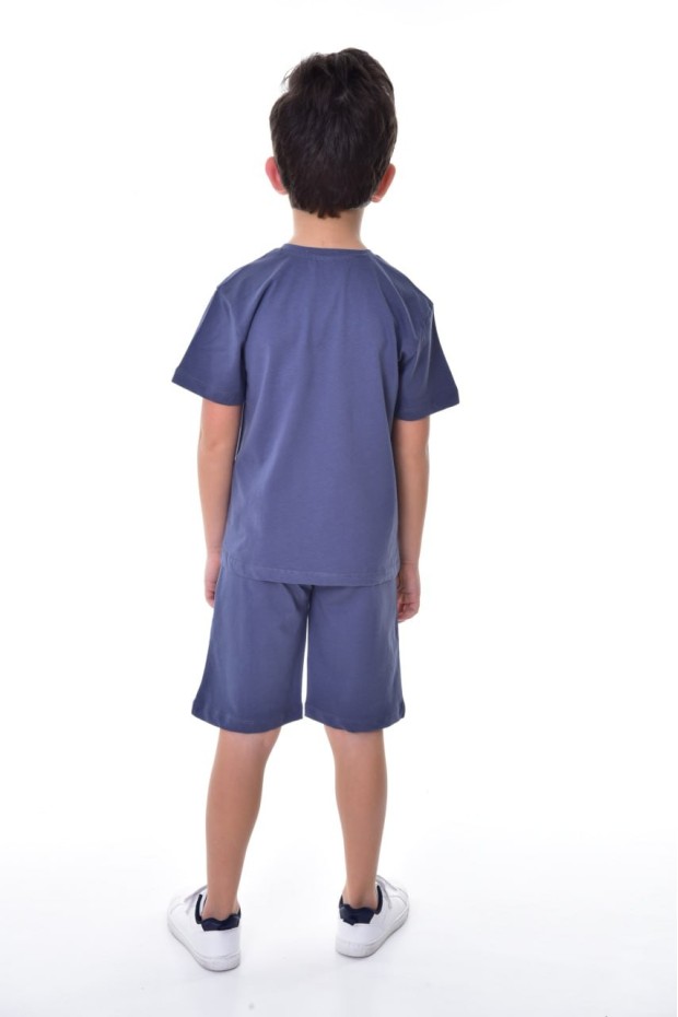 Erkek Çocuk Hakim Yaka Düğme Detaylı Kısa Kollu Tişört Şort İkili Yazlık Takım