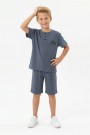 Erkek Çocuk Hakim Yaka Düğme Detaylı Kısa Kollu Tişört Şort İkili Yazlık Takım