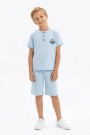 Erkek Çocuk Hakim Yaka Düğme Detaylı Kısa Kollu Tişört Şort İkili Yazlık Takım 