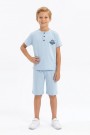 Erkek Çocuk Hakim Yaka Düğme Detaylı Kısa Kollu Tişört Şort İkili Yazlık Takım 