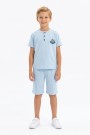 Erkek Çocuk Hakim Yaka Düğme Detaylı Kısa Kollu Tişört Şort İkili Yazlık Takım 