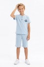 Erkek Çocuk Hakim Yaka Düğme Detaylı Kısa Kollu Tişört Şort İkili Yazlık Takım 