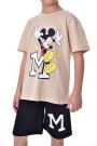 Erkek Çocuk Baskılı Kısa Kollu Pamuklu Tişört Ve Şort İkili Yazlık Takım