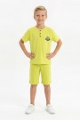 Erkek Çocuk Hakim Yaka Düğme Detaylı Kısa Kollu Tişört Şort İkili Yazlık Takım  