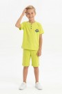 Erkek Çocuk Hakim Yaka Düğme Detaylı Kısa Kollu Tişört Şort İkili Yazlık Takım  