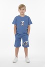 Erkek Çocuk Arkası Baskılı %100 Pamuk Süprem Kumaş Reaktif Boyama Şortlu Takım 