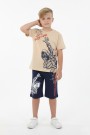 Erkek Çocuk Baskılı %100 Pamuk Süprem Kumaş Reaktif Boyama Şortlu Takım 