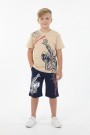 Erkek Çocuk Baskılı %100 Pamuk Süprem Kumaş Reaktif Boyama Şortlu Takım 
