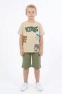 Erkek Çocuk Baskılı %100 Pamuk Süprem Kumaş Reaktif Boyama Şortlu Takım 