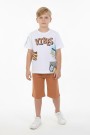 Erkek Çocuk Baskılı %100 Pamuk Süprem Kumaş Reaktif Boyama Şortlu Takım 