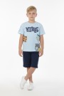 Erkek Çocuk Baskılı %100 Pamuk Süprem Kumaş Reaktif Boyama Şortlu Takım 