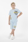 Erkek Çocuk Baskılı %100 Pamuk Süprem Kumaş Reaktif Boyama Şortlu Takım 