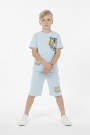 Erkek Çocuk Baskılı %100 Pamuk Süprem Kumaş Reaktif Boyama Şortlu Takım 