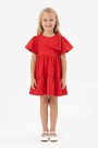 Kız Çocuk Bel Büzgülü Omuz Taş Baskılı Fiyonklu %100 Pamuk Süprem Kumaş Yazlık Elbise