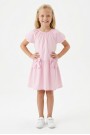 Kız Çocuk Karpuz Kollu Fiyonk Detay %100 Pamuk Vual Kumaş Elbise
