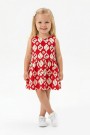Kız Bebek Sıfır Kol Bel Büzgülü Kiraz Desenli %100 Pamuk Süprem Kumaş Yazlık Elbise