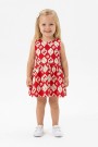 Kız Bebek Sıfır Kol Bel Büzgülü Kiraz Desenli %100 Pamuk Süprem Kumaş Yazlık Elbise